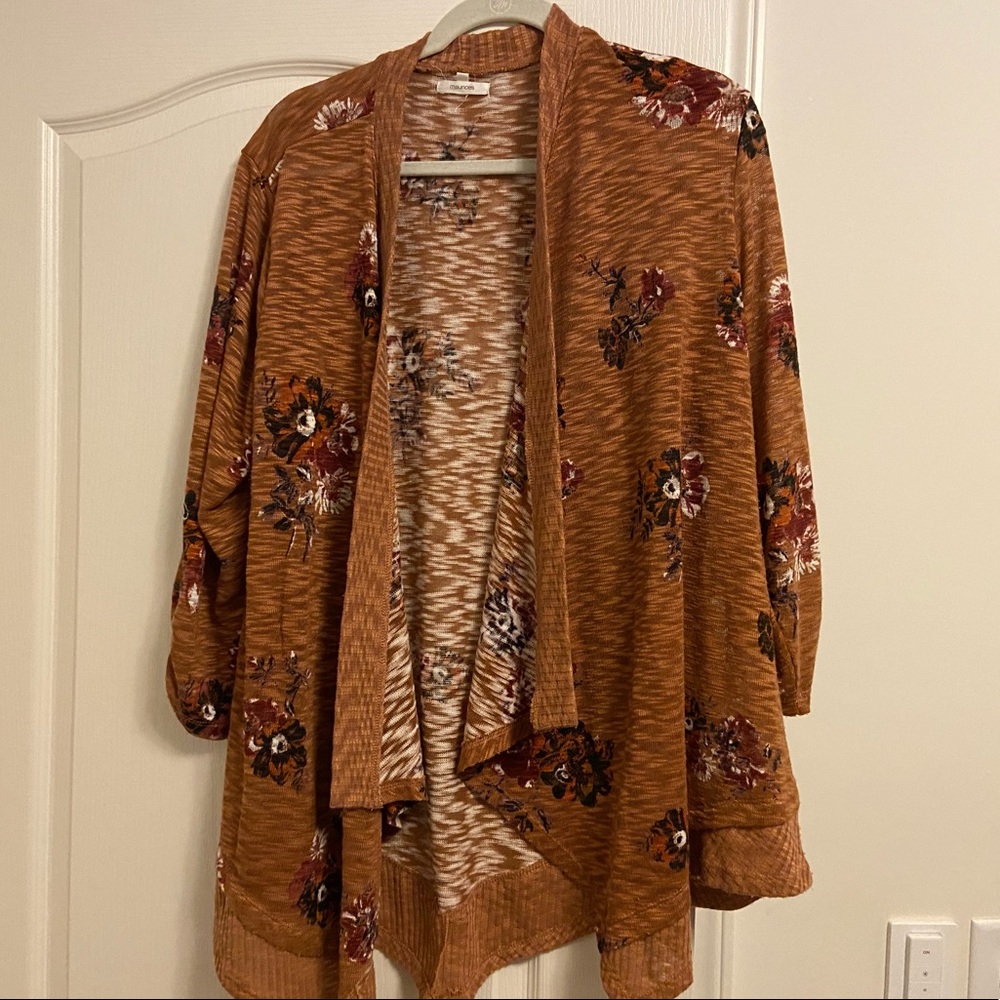 Floral Waterfall Open Front Cardigan